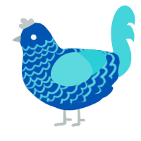 Tide pool, a ultramarine and aqua chicken with a lace pattern