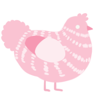 A rose chicken with a bar pattern