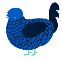 A ultramarine and tumblr chicken with a lace pattern