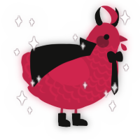 Crim, a crimson chicken with a lace pattern