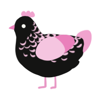A black and pink chicken with a half-lace pattern