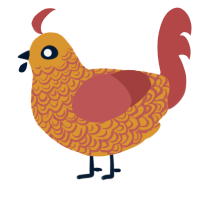 Tangerine, a orange and red chicken with a double-lace pattern