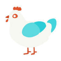 (unnamed), a white and aqua chicken