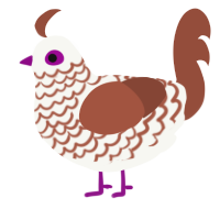 A white and russet chicken with a lace pattern