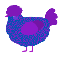 Mulberry Lattice, a ultramarine and violet chicken with a double-lace pattern