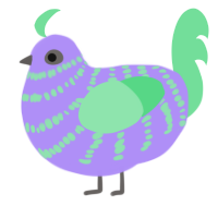 A lilac and spring chicken with a bar pattern