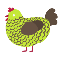Beta Minecraft Dirt, a lime and bark chicken with a lace pattern