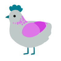 A silver and orchid chicken with a neck-speckle pattern