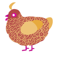A red and honey chicken with a double-lace pattern