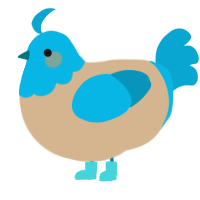 A beige and cerulean chicken with a head pattern