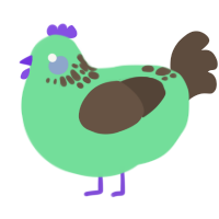 mint choco chip, a spring and bark chicken with a neck-speckle pattern