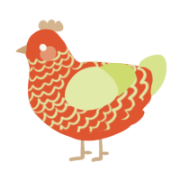 A vermilion and lemon chicken with a lace pattern