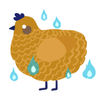 A ochre and orange chicken with a lace pattern