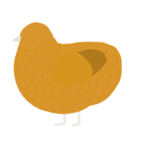 popcorn chicken, a orange and ochre chicken with a lace pattern