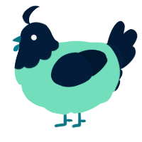 A mint and tumblr chicken with a head pattern