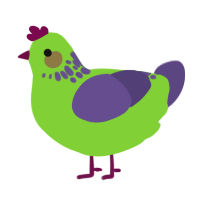 A grass and overcast chicken with a neck-speckle pattern