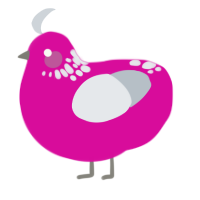 A fuchsia and mist chicken with a neck-speckle pattern