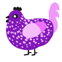 A violet and lavender chicken with a speckle pattern