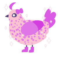 A rose and orchid chicken with a speckle pattern