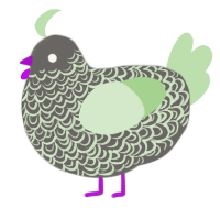 A grey and gluppy chicken with a double-lace pattern