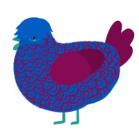 Stone, a ultramarine and wine chicken with a double-lace pattern