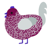 Maroon, a wine and silver chicken with a double-lace pattern