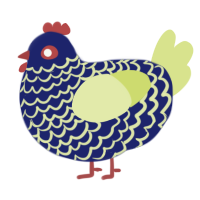 A navy and lemon chicken with a lace pattern