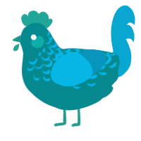 Sunday swim, a teal and cerulean chicken with a half-lace pattern