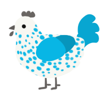 (unnamed), a white and cerulean chicken with a speckle pattern