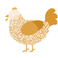 gilded feathers, a cream and orange chicken with a double-lace pattern