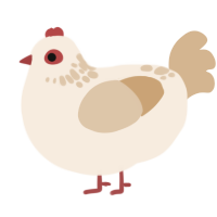 Yiga, a cream and beige chicken with a neck-speckle pattern