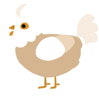 Anticlea, a beige and cream chicken with a head pattern