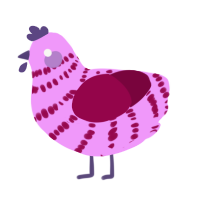 A lavender and maroon chicken with a bar pattern