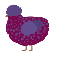 A wine and overcast chicken with a speckle pattern