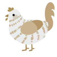 Of Dust, a silver and orange chicken with a bar pattern