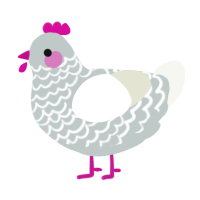A silver and white chicken with a lace pattern