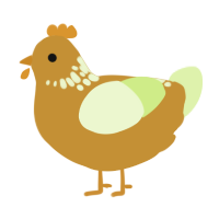 Chimcken numget, a gold and apple chicken with a neck-speckle pattern