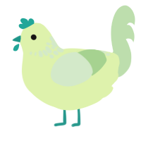 Apple Slices, a apple and gluppy chicken with a neck-speckle pattern