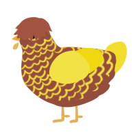 A russet and yellow chicken with a lace pattern