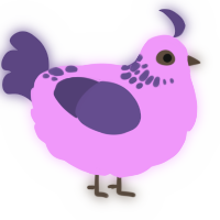 Lava Lamp, a lavender and overcast chicken with a neck-speckle pattern