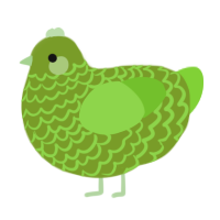 Avocado, a chartreuse and grass chicken with a lace pattern