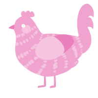 Pinkney, a pink chicken with a bar pattern