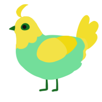 A spring and yellow chicken with a head pattern