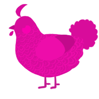 A fuchsia chicken with a double-lace pattern