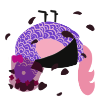 Lucie, a blurple and rose chicken with a double-lace pattern