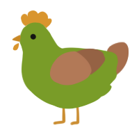 Zoombie, a chartreuse and brown chicken