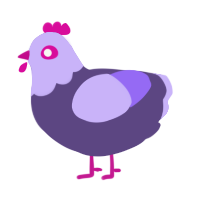 Milk, a overcast and lilac chicken with a head pattern