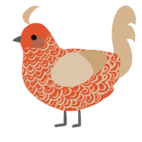 (unnamed), a vermilion and beige chicken with a double-lace pattern