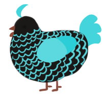 Northern Lights, a sable and aqua chicken with a lace pattern