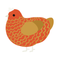 Pulmonary Artery, a vermilion and gold chicken with a lace pattern